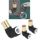 Black Push‑Fit Radiator Valve Reducing Elbow 15mm→10mm – 2 Pack