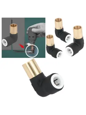 Black Push-Fit Radiator Valve Reducing Elbow 15mm to 10mm Pack of 3