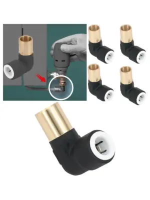 Black Push‑Fit Radiator Valve Reducing Elbow 15mm to 10mm – Set of 4