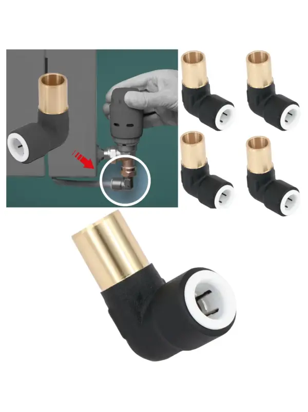 Black Push‑Fit Radiator Valve Reducing Elbow 15mm to 10mm – Set of 4