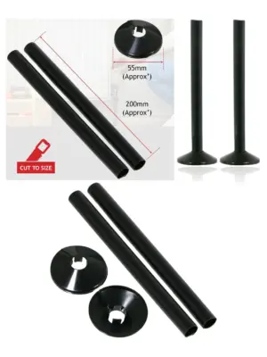 Black Radiator Pipe Cover Sleeve 15mm x 200mm
