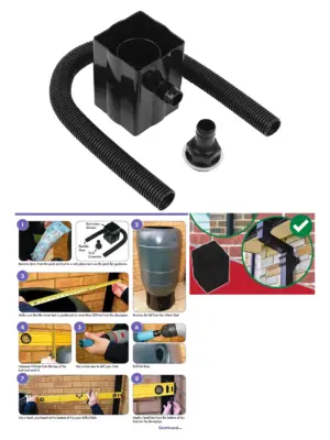 Black Rainwater Diverter for 65mm Square & 68mm Round Downpipes