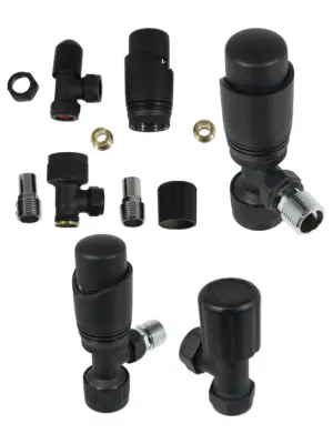Black TRV with Lockshield & Liquid Sensor 10-15mm - 4 Pack
