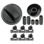 Black Universal Knob & Adapters for Ignis Cooker Oven Hob 6 pcs