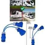 Blue 16A 240V Caravan & Motorhome Y Splitter Cable - Dual Sockets