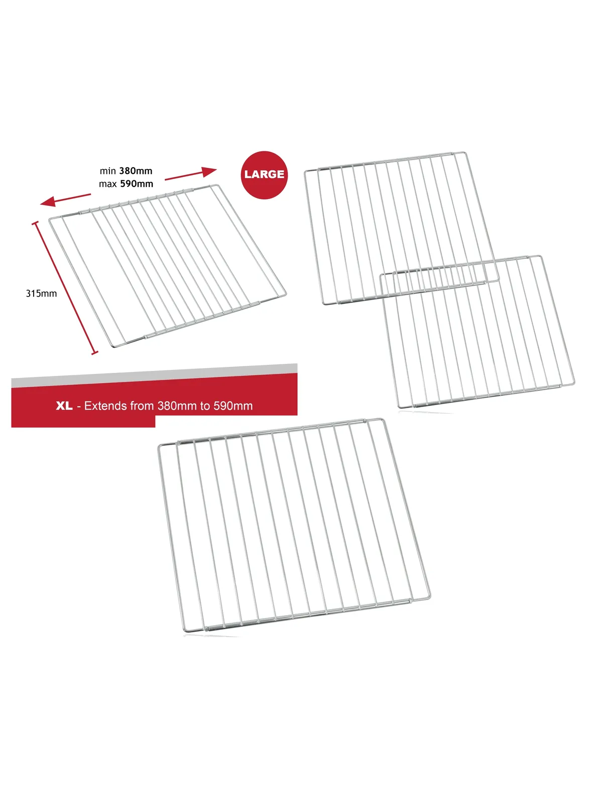 Bosch Adjustable Oven Shelf – 590 mm Extendable, No‑Gap Lock Grill