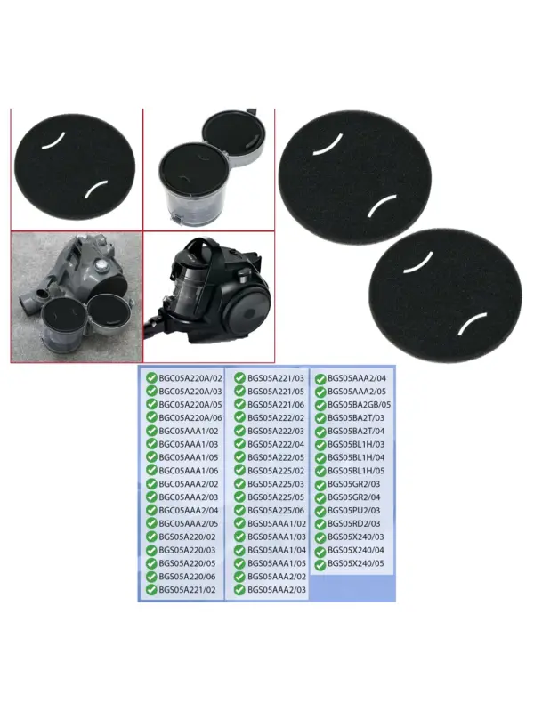 Bosch BGC05/BGS05 Cylinder Vacuum Foam Filter Pack of 2