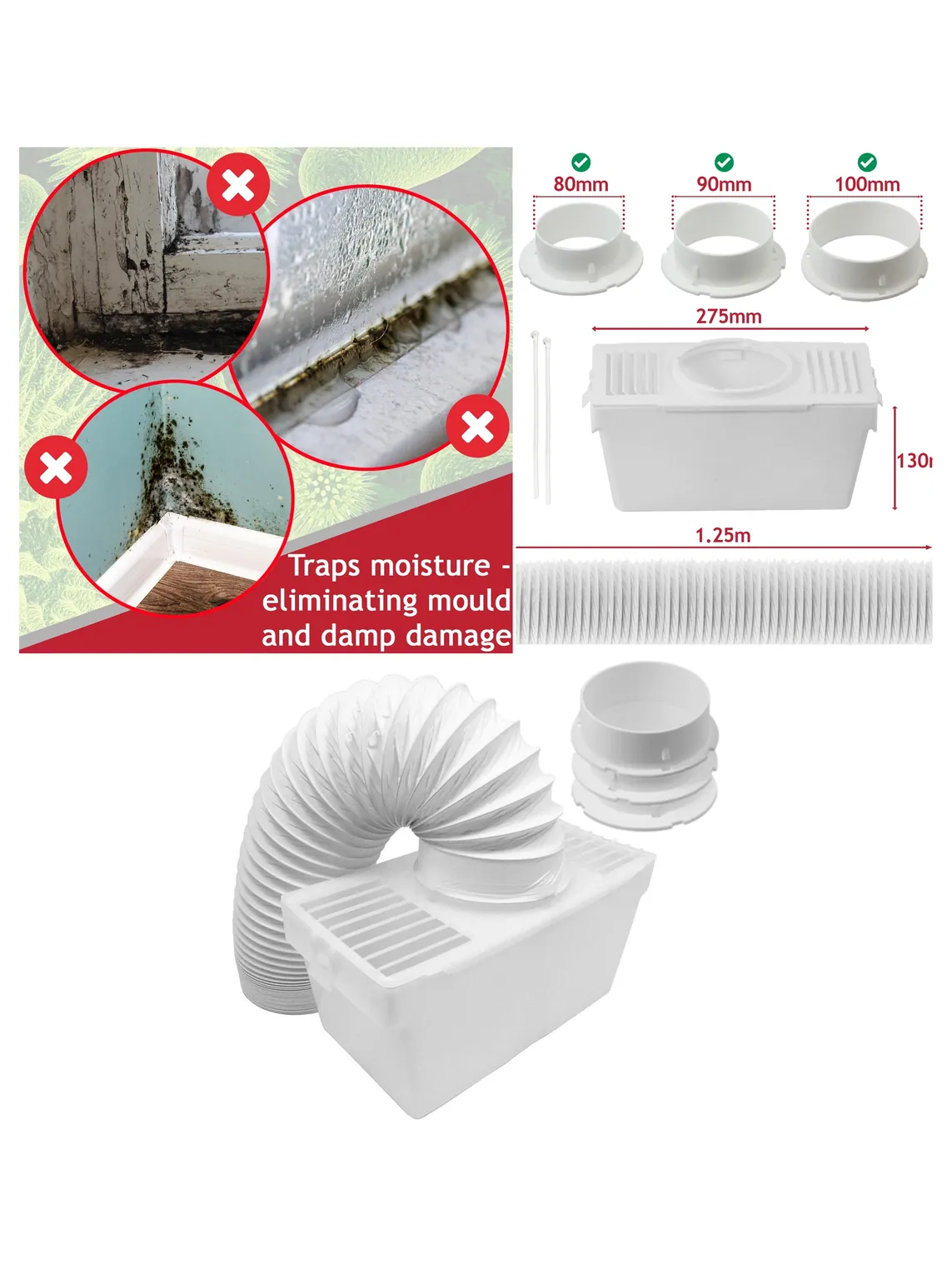 Bosch Dryer Vent Box with 1.25m Hose – Condenser Vent Kit