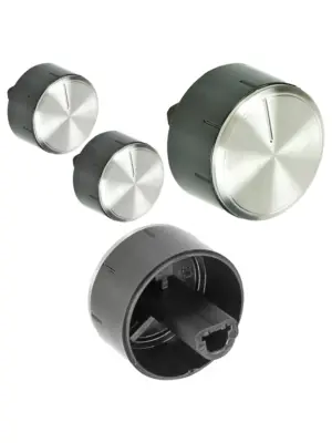 Bosch Oven Knob Replacement Set – Silver/Black Switch Dial, 2 Pack