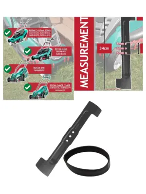 Bosch Rotak 34cm Metal Lawn Mower Blade + Drive Belt Fits 34/34R/340R