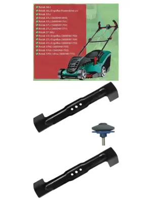 Bosch Rotak 36/37/370 Metal Lawn Mower Blade 37 cm + Sharpener Kit