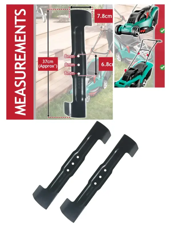 Bosch Rotak 36/37 Lawn Mower Blade Set – 37cm, 2 Pack