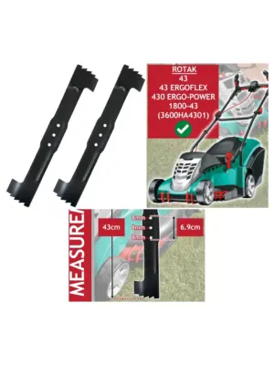 Bosch Rotak 43 Metal Lawn Mower Blade – 43 cm Replacement, Pack of 2