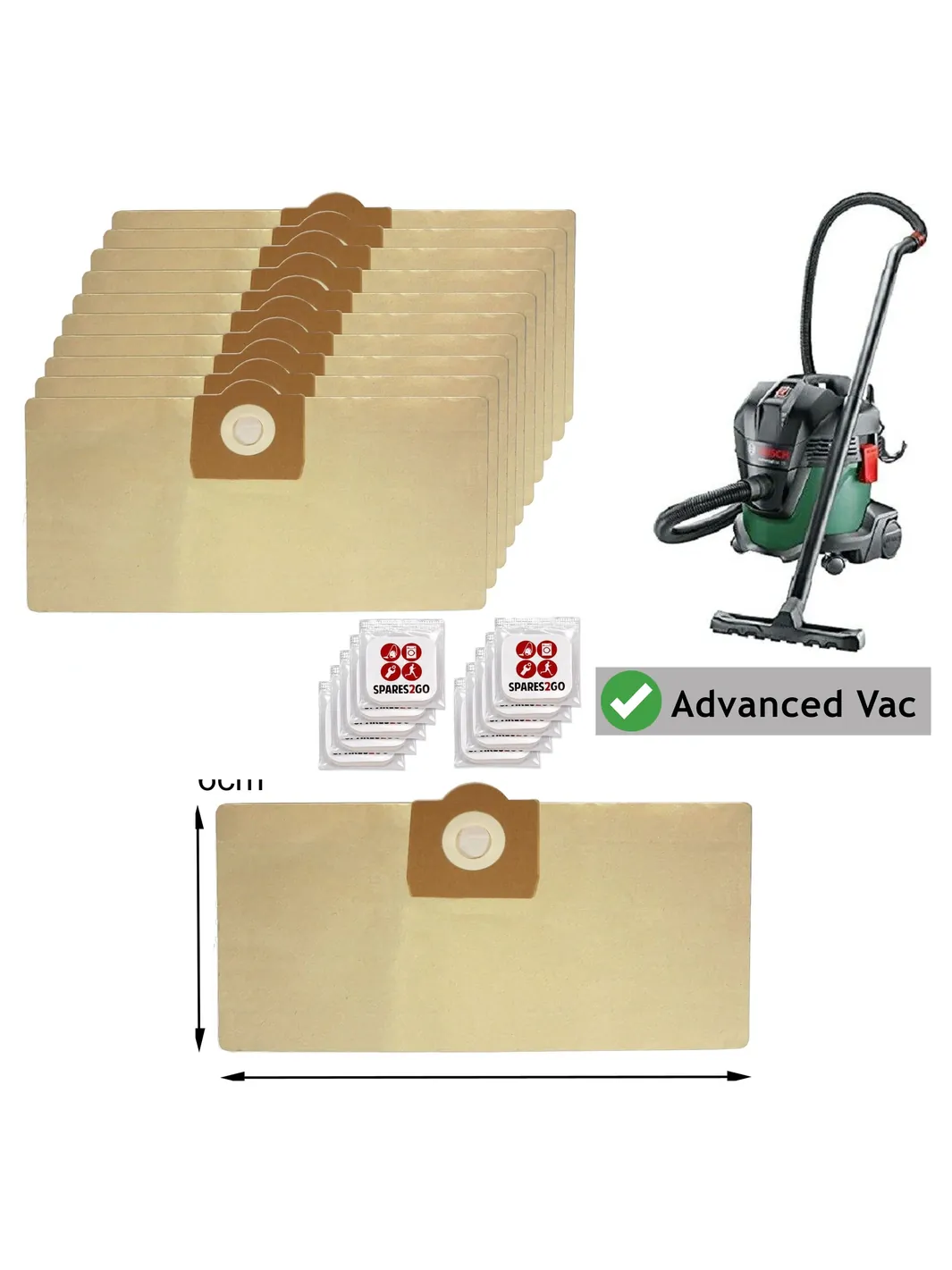 Bosch VAC20 Dust Bag Pack (10) with Fresheners – Replacement Filters
