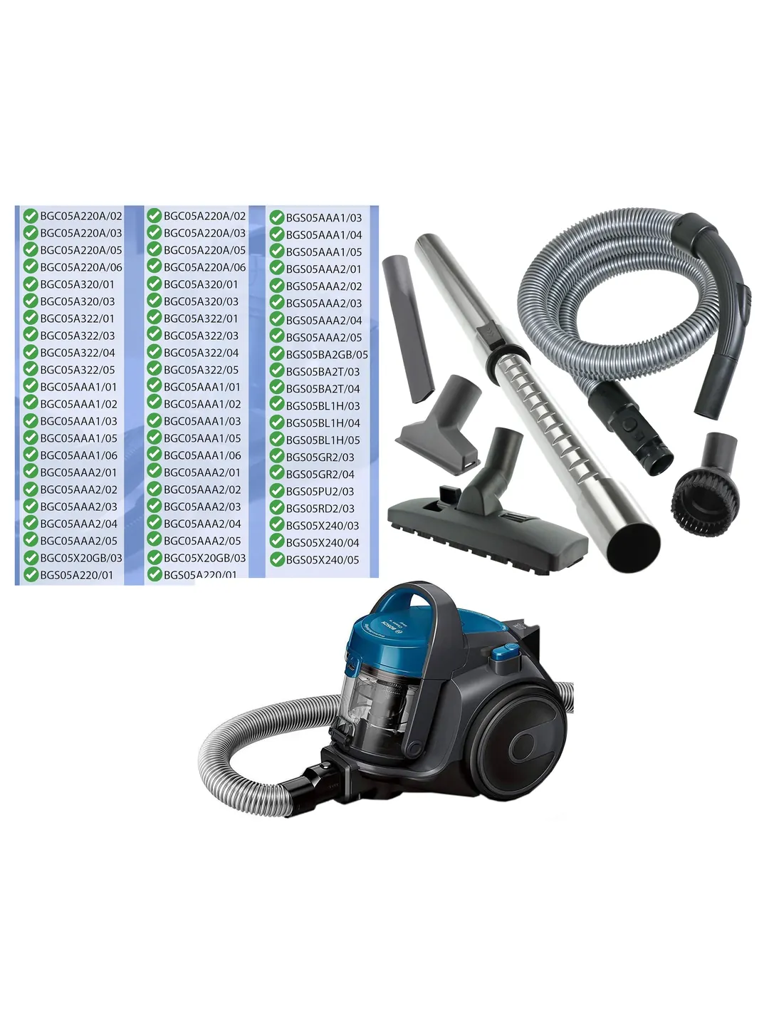 Bosch Vacuum Hose Tool Kit for BGC05/BGS05 Models – Spare Parts