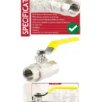 Brass 1/2" PN40 Lever Ball Valve, Yellow Handle, Female-Female Gas Shutoff