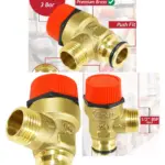 Brass 3 Bar Boiler Pressure Relief Valve – 1/2" BSP Male Push‑Fit PRV