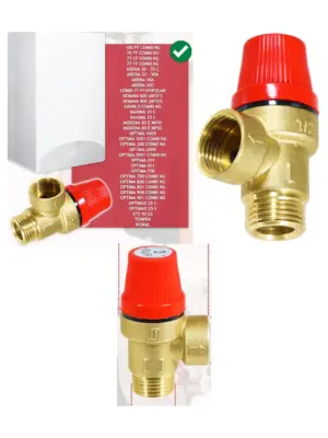 Brass 3 Bar Pressure Relief Valve for Ferroli Boiler 1/2" BSP M/F