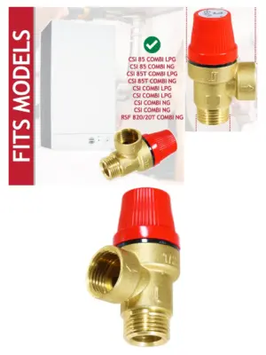 Brass 3 Bar PRV for Ravenheat CSI‑85/85T Boiler, 1/2 BSP Male‑Female