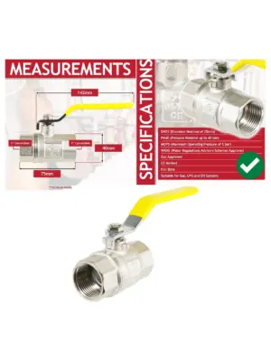 Brass PN40 Full Bore Lever Ball Valve – Female-Female Yellow Shutoff