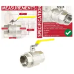 Brass PN40 Lever Ball Valve – Yellow Handle, Female-Female Gas Shutoff