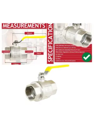 Brass PN40 Lever Ball Valve – Yellow Handle, Female-Female Gas Shutoff