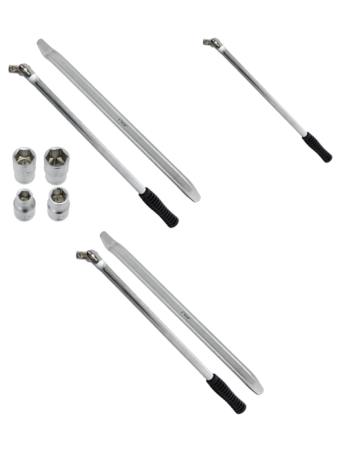 Breaker Bar & Wheel Balancer, 18-Piece Tyre Iron, 10-19mm Sockets