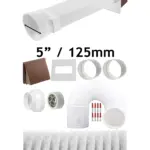Brown Exterior Wall Vent Kit with 5m Hose for Kitchen Hood & Dryer