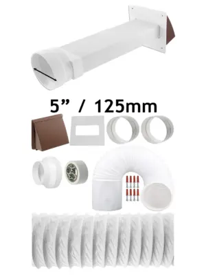 Brown Exterior Wall Vent Kit with 5m Hose for Kitchen Hood & Dryer