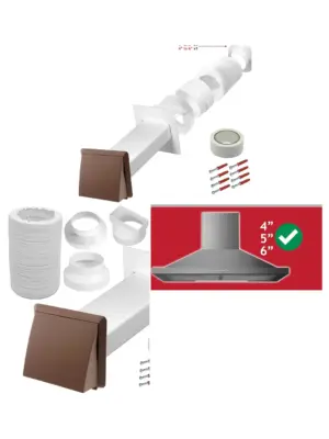 Brown Universal Cooker Hood External Vent Kit – 100‑150mm Wall Duct Set