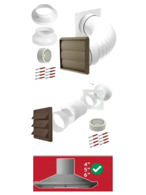 Brown Universal Cooker Hood Wall Vent Kit – 100mm, 125mm & 150mm