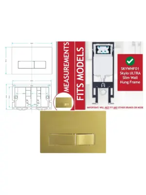 Brushed Brass Flush Plate Kit for Skylo Wall‑Hung Toilets 245×165