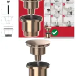 Brushed Copper 60mm Pop‑Up Sink Stopper – Click‑Clack Push Dome