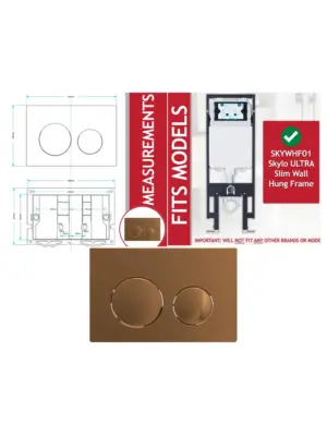 Brushed Copper Flush Plate Kit for Skylo Wall‑Hung Toilet 245x165 mm