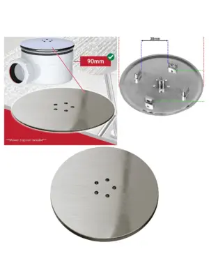 Brushed Nickel 110mm Shower Trap Plug Cover with 90mm Tray