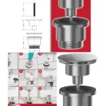 Brushed Nickel 60mm Pop‑Up Sink Stopper – Click‑Clack Push Dome
