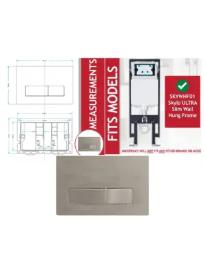 Brushed Nickel Flush Plate for Skylo Wall Hung Toilets 245x165mm