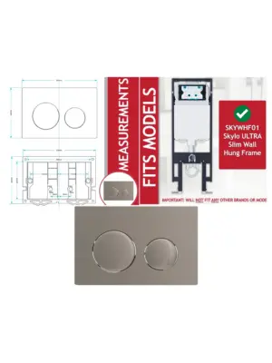 Brushed Nickel Flush Plate Kit for Skylo Wall‑Hung Toilet 245×165mm