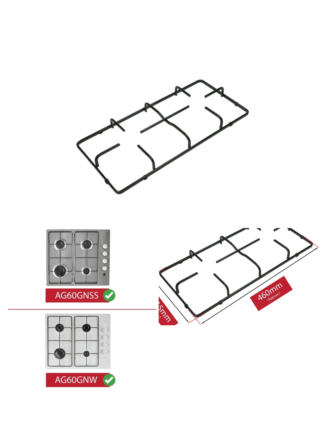 Bush Pan Support Stand for Cookworks Gas Hob – AG60GNSS/AG60GNW
