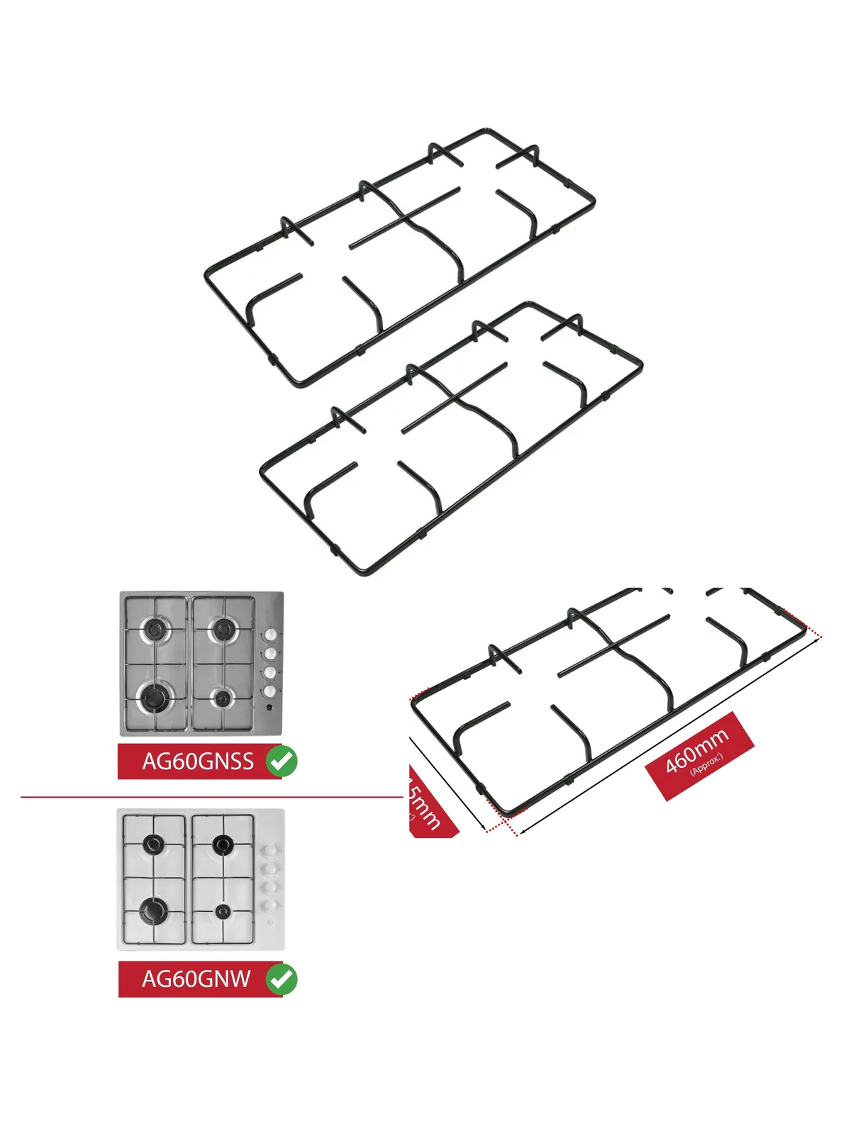 Bush Pan Support Stand for Gas Hob – Cookworks Grid Burner Set
