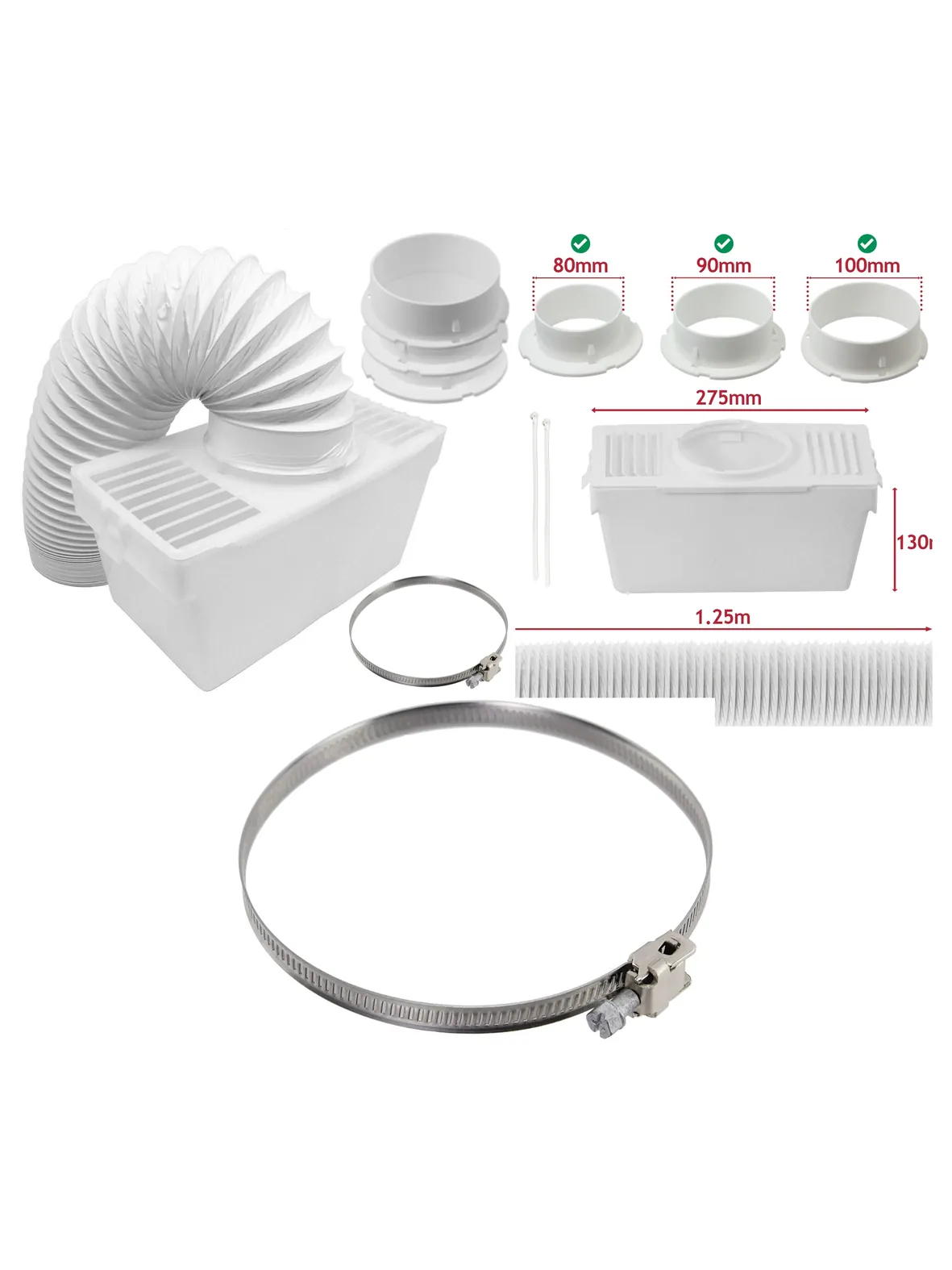 Bush Tumble Dryer Condenser Vent Box & Hose Kit with Screw Clip
