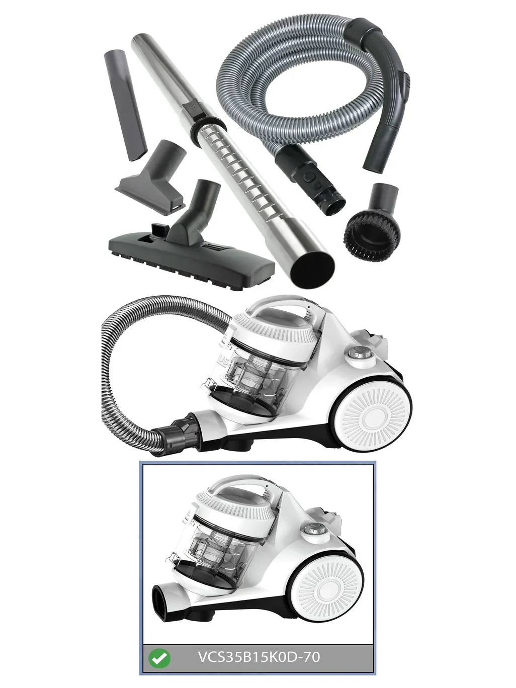 Bush VCS35B15K0D-70 Bagless Cylinder Vacuum Hose Kit – Spare Parts