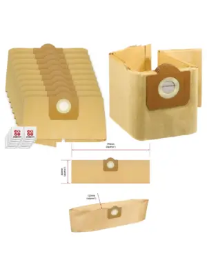 Bush Wet & Dry Vacuum Cleaner Dust Bags - 10 Pack + Freshener Tabs