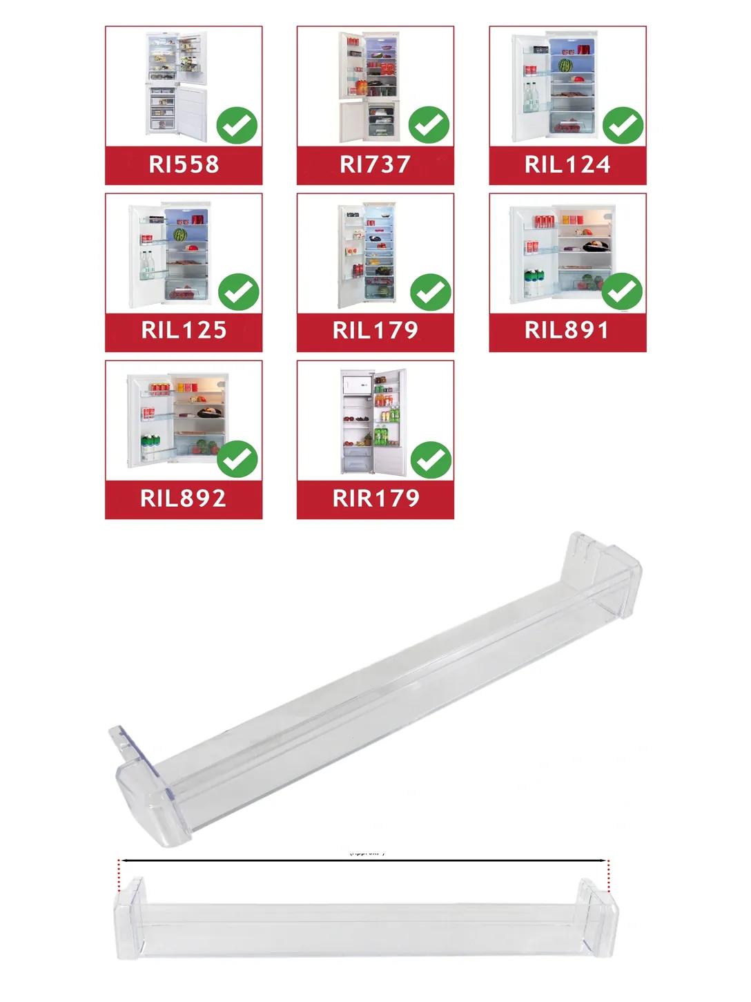 Caple Upper Fridge Door Shelf for RI558 RI737 RIL124-125 RIL179 RIL891