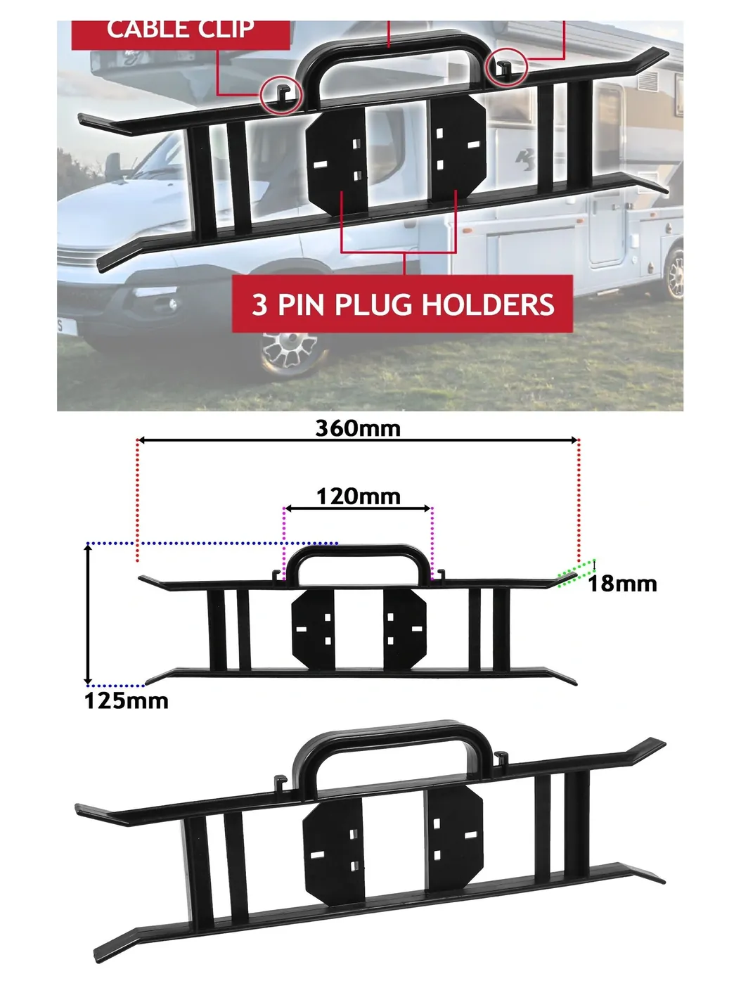 Caravan Cable Bracket with Wire Winder – Motorhome Power Lead Storage