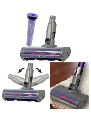Carbon Fiber Motorhead Floor Brush and Pre‑Motor Filter for Dyson V6