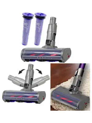 Carbon Fiber Motorhead Floor Tool + 2 Pre-Motor Filters for Dyson V6
