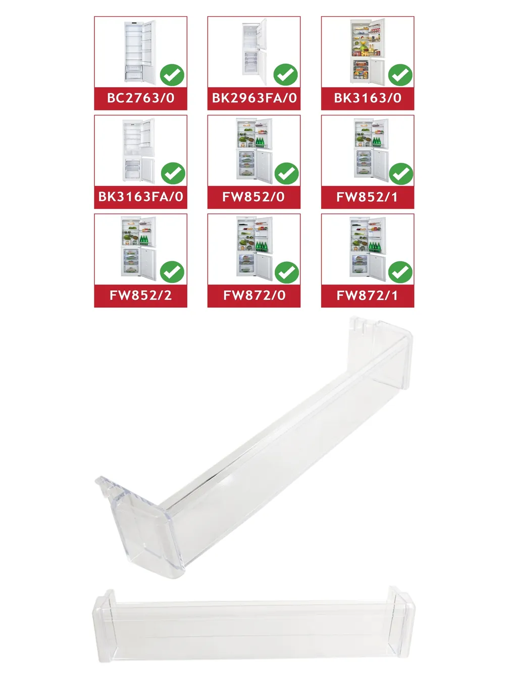 CDA Fridge Lower Door Bottle Shelf – Fits BC2763, BK2963FA, FW852/872