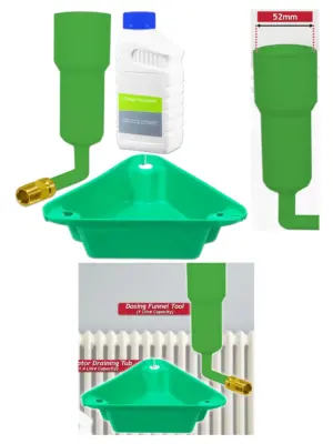 Central Heating Sludge Remover 500ml + Radiator Funnel & Drain Tube