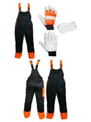 Chainsaw Bib Vest 34/38 Class A + Forestry Gloves & Safety Goggles